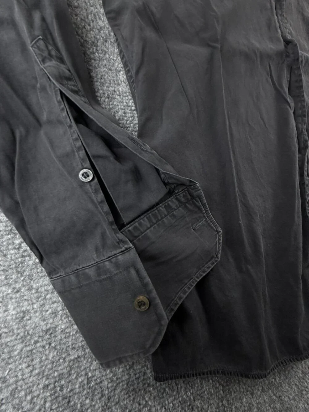 Gucci Italy Black Button Up Shirt Point Collar Size 15 Cotton Long Sleeve Solid